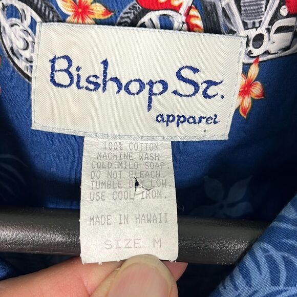 Vintage Bishop Street mens Hawaiian Motorcycle Themed shirt Medium - Picture 5 of 6